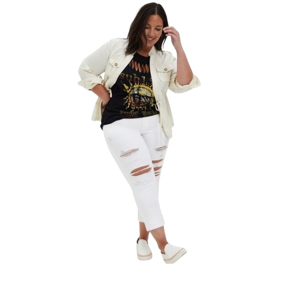 NWT Torrid Plus Cream Twill Peplum Jacket Size 1(14/16) - Picture 5 of 8